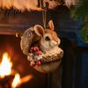 Elegant Holiday Decor Forest Animal Acorn Hanging Ornament, 2D Acrylic Flat Printed Tree Seasonal Ornaments for Christmas, Woodland Creature Pendant,