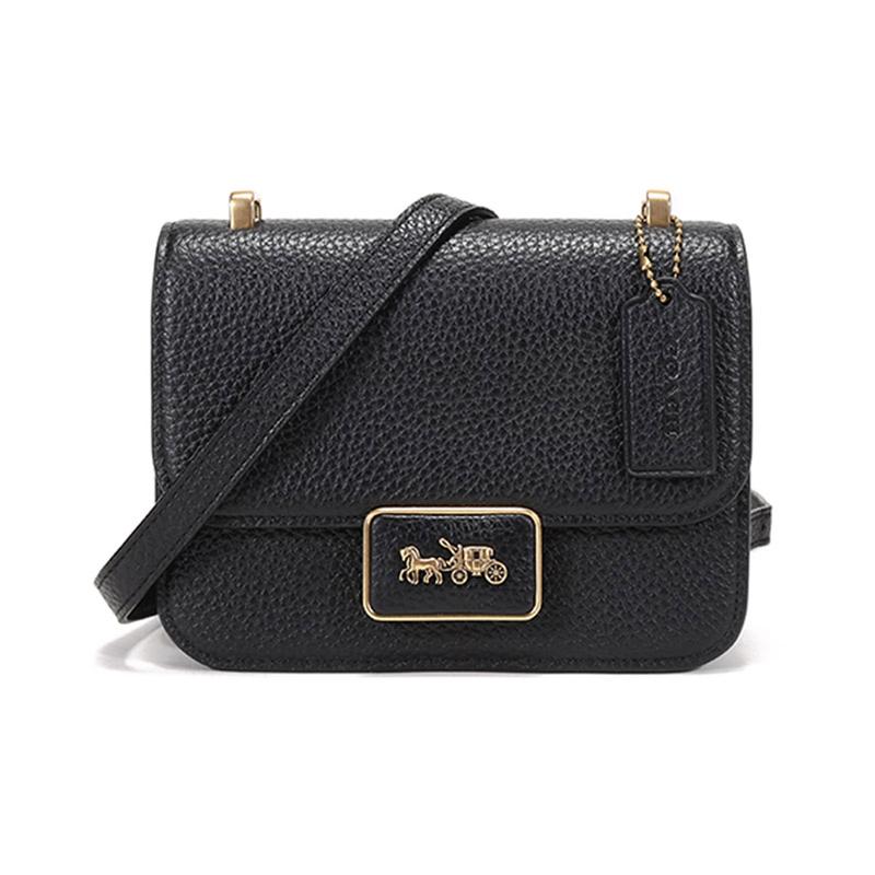 

COACH Alie 18 pebbled leather messenger bag small square bag crossbody bag shoulder bag women s black чорний