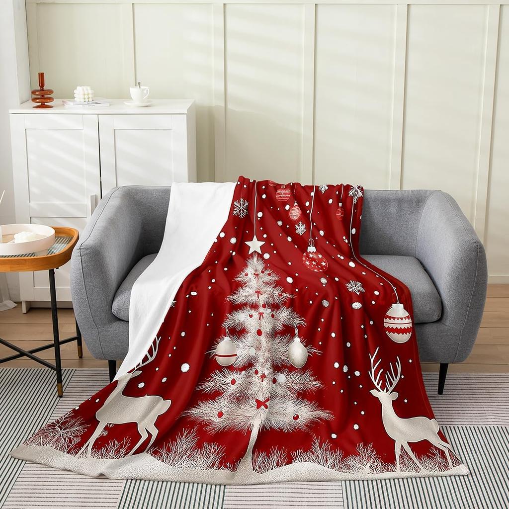 Merry Christmas Flannel Fleece Throw Blanket Gingerbread Man Baby Xmas Tree Fleece Throw Blanket for Kids Women Men Bed Couch