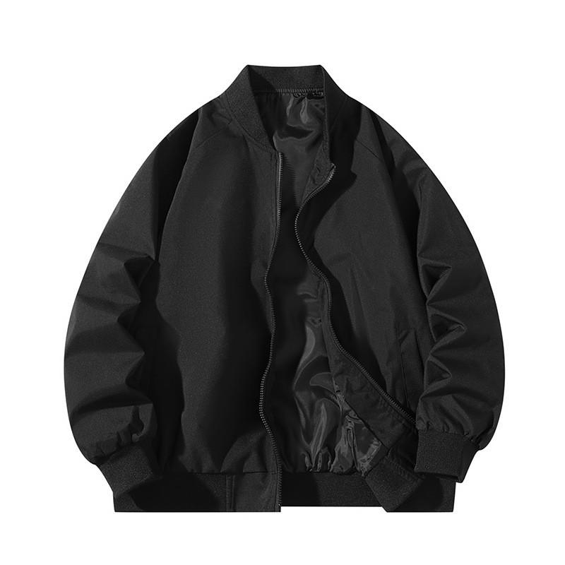 Mens Casual Oversized Bomber Jacket Lightweight Windproof Outerwear In Solid Colors
