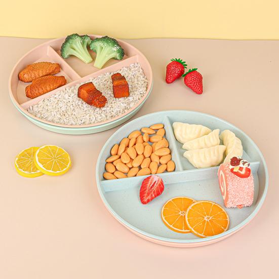 Frühstücksgeschirr für zu Hause, für Kinder, mit drei Fächern, geteilter Speiseteller, Gewichtsabnahme-Ration, unzerbrechlicher Teller