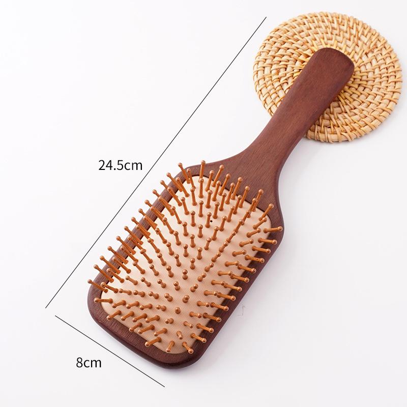Red Sandalwood Large Air Cushion Comb - Solid Wood Hairbrush for Ladies