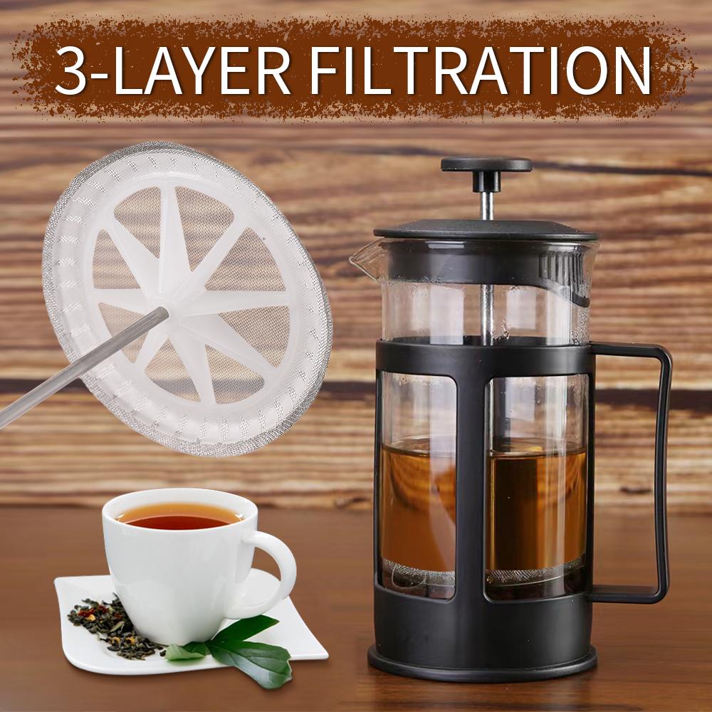 Aoresac Френч-пресс Кофеварка Стеклянная Колд Брю Жаростойкое Боросиликатное Стекло Кофейник 1000 мл Вместимость 8 чашек