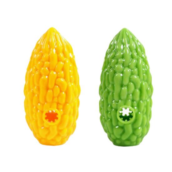 Pet Toy Interactive Puzzle Food Leakage Design Bite-Resistant Chew Toy Simulated Bitter Melon Shape Washable Teeth Cleaning Puppy Toy