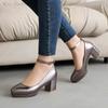 Scarpe Basse in Pelle con Tacco Alto da Donna Primavera e Autunno Scarpe Bianche Francesi da Matrimonio Scarpe Mary Jane Rialzate Retrò con Tacco Spesso e Suola Spessa