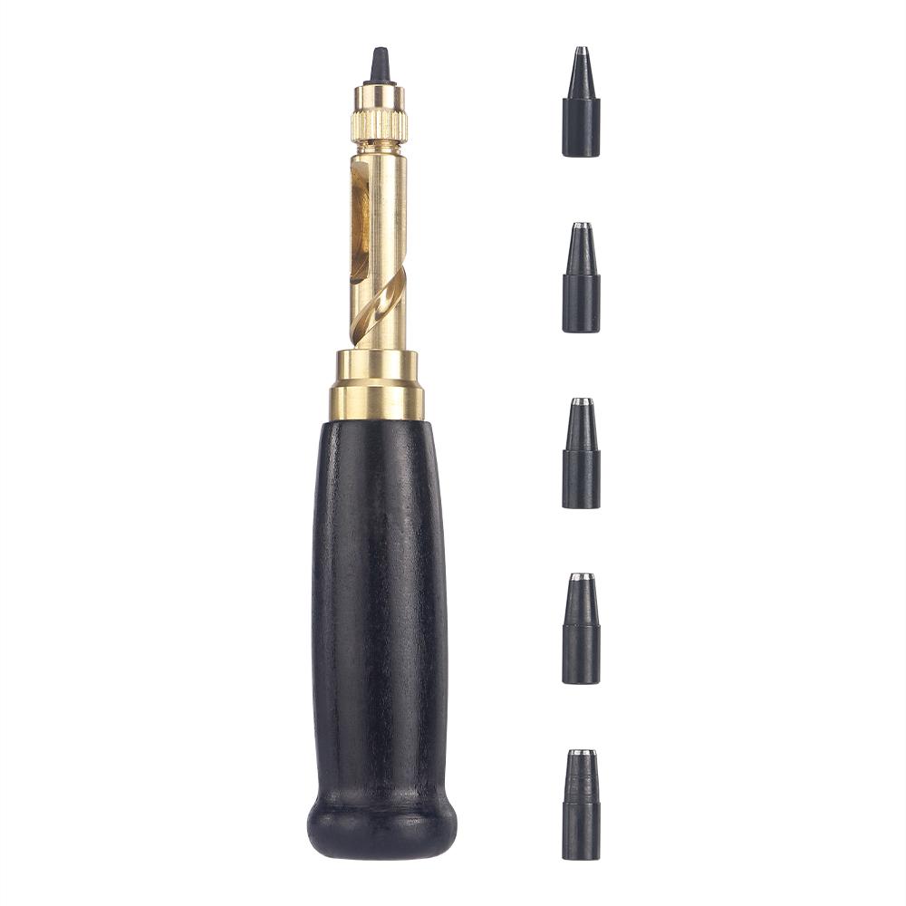 DIY Manual Leather Hole Punch Set, Rotary Puncher, Adjustable Screw Punch Tool, Screw Drill Tip Die for Leatherworking & Crafts
