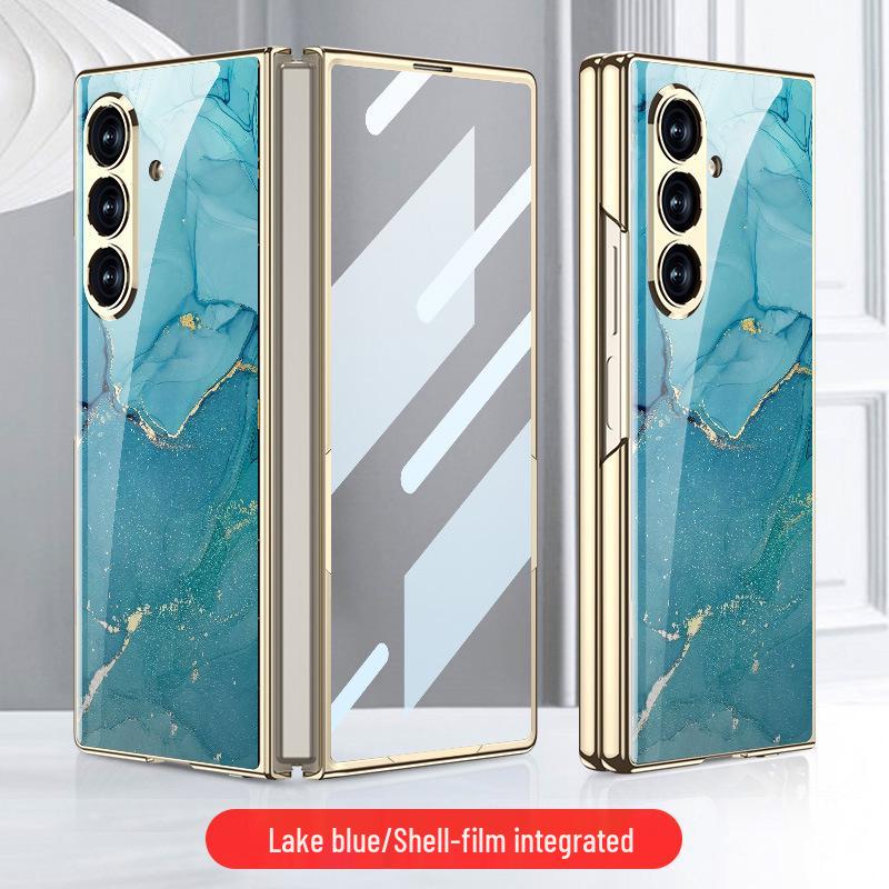 

Heart of the World: Electroplated Samsung Z Fold7 Glass Case - Trendy, Simple Style Protective Cover SM-Fold7