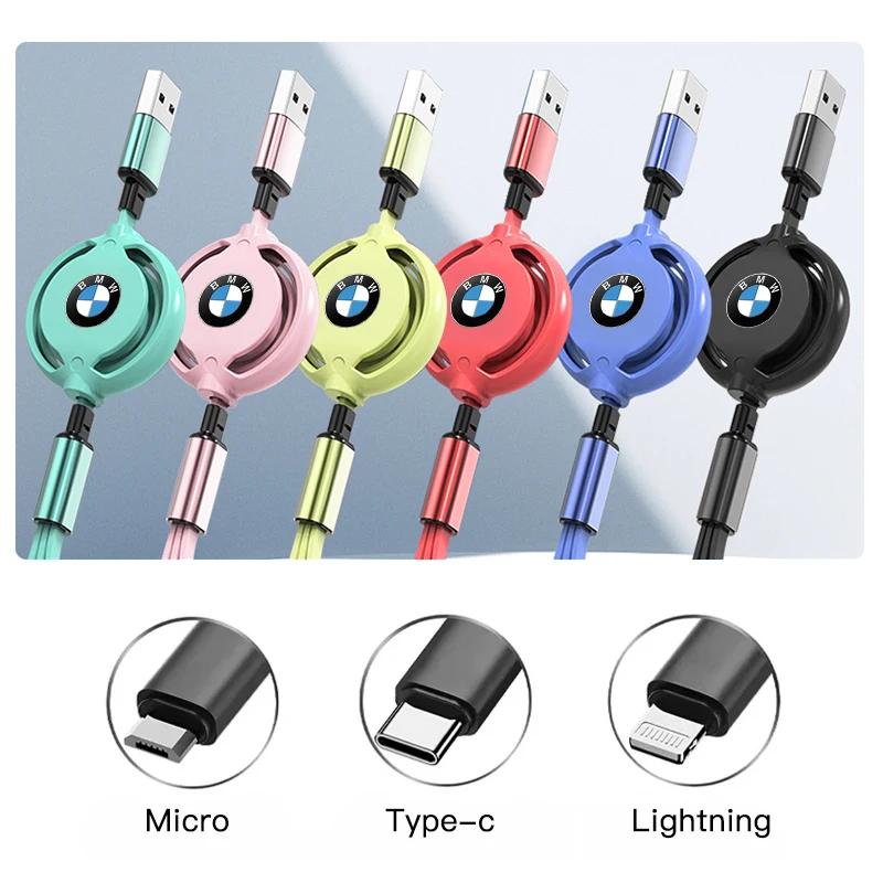 For BMW New 2025 Car 3 in 1 USB Cable Type C Micro USB Fast Charging Cable For BMW E46 E90 E60 F30 F10 E39 i3 i4 X1 X2 X3 X5 X4