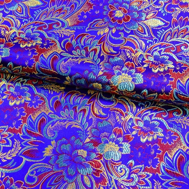 Wide 114cm Damask Jacquard Lilies Pattern Fabrics for Diy Sewing Cheongsams Ethnic Costumes Mongolian Robes Decorative Fabric