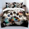 Ink painting style dog paw prints Bedding Set for Kids Luxury Gift 3pcs Digital Print Comforter Set Soft Comfortable Breathable