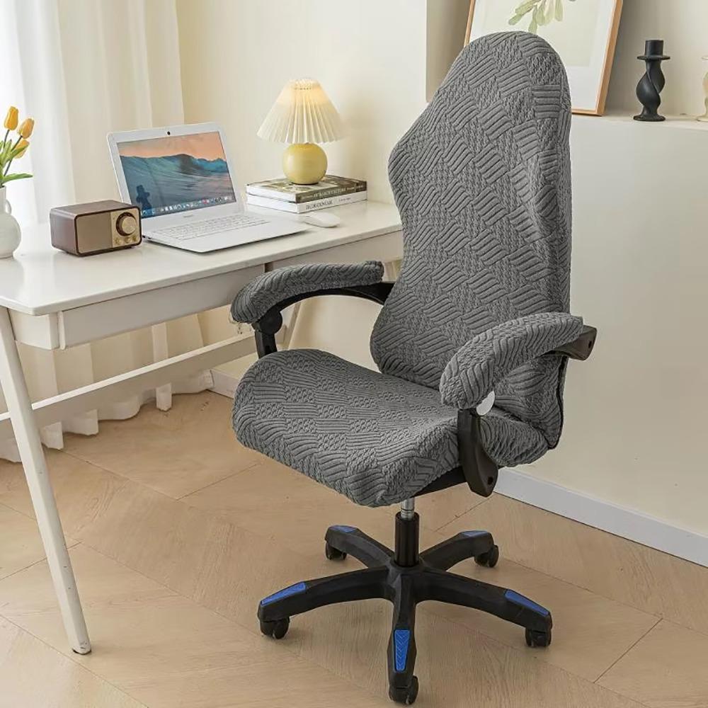 1Set Dustproof Chair Cover Set Fleece Jacquard Seat Protect Cover for Office Computer Chair