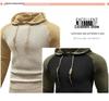 2025 Men's Color Block Plaid Slim Fit Hoodie - Casual Long Sleeve Knit Pullover