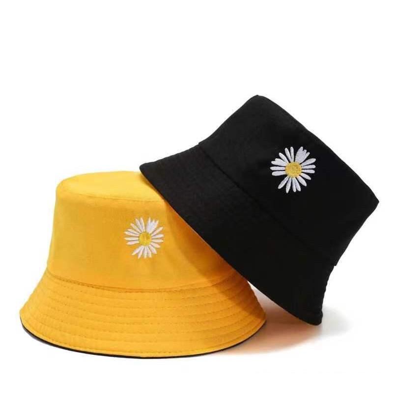 Unisex Zweiseitiger Gänseblümchenhut Mit Kurzer Krempe Baumwoll-Polyester Sonnenschutzmütze Outdoor Reisen Strand