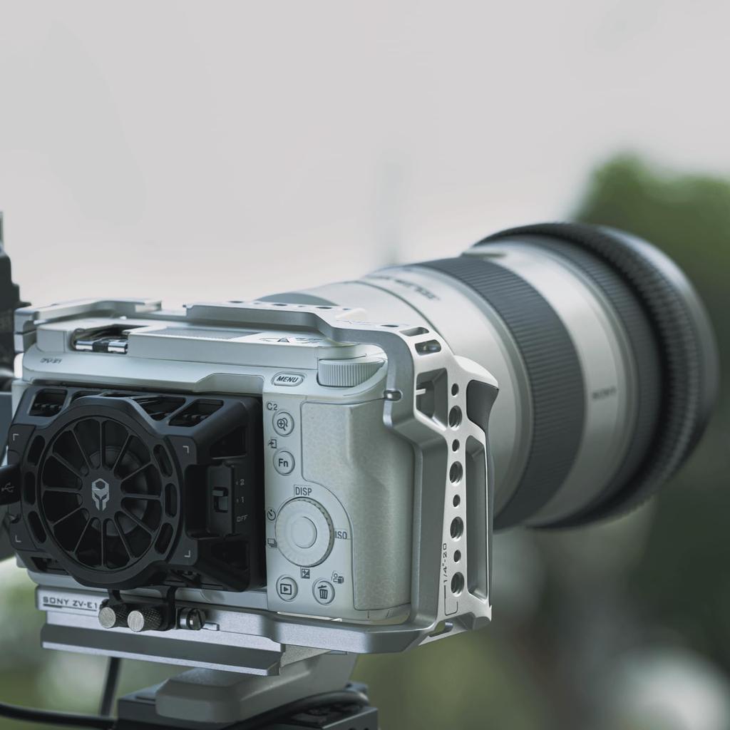 TILTA Full Camera Cage for Sony with Cold Shoe NATO M3 Screw for Lens and Screw with Positioning Point Silver ZV-E1 Receiver, Rail, Support, 1/4"-20 -