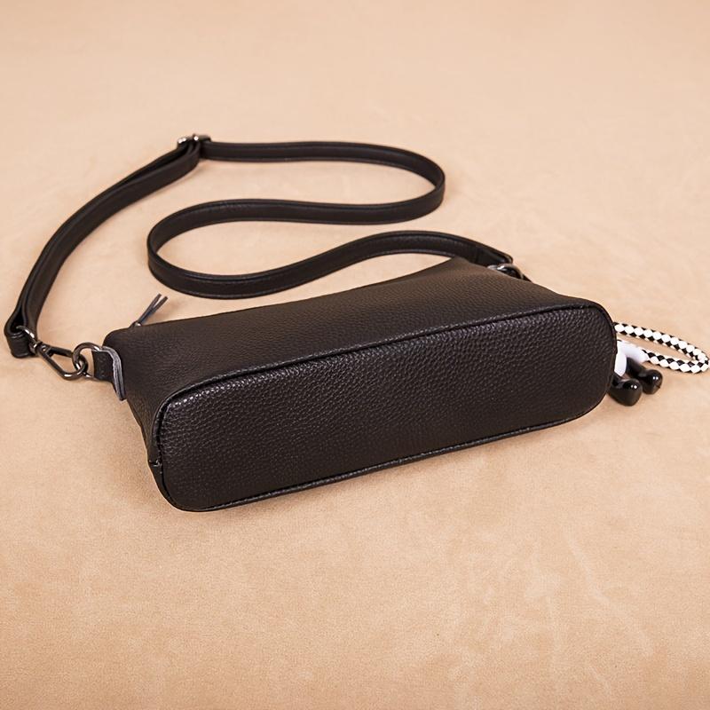 Leather Shoulder Purse with Removable Strap and Zipper Closure, Crossbody Bags for Women Solid Color, Simple Fashi Accessory