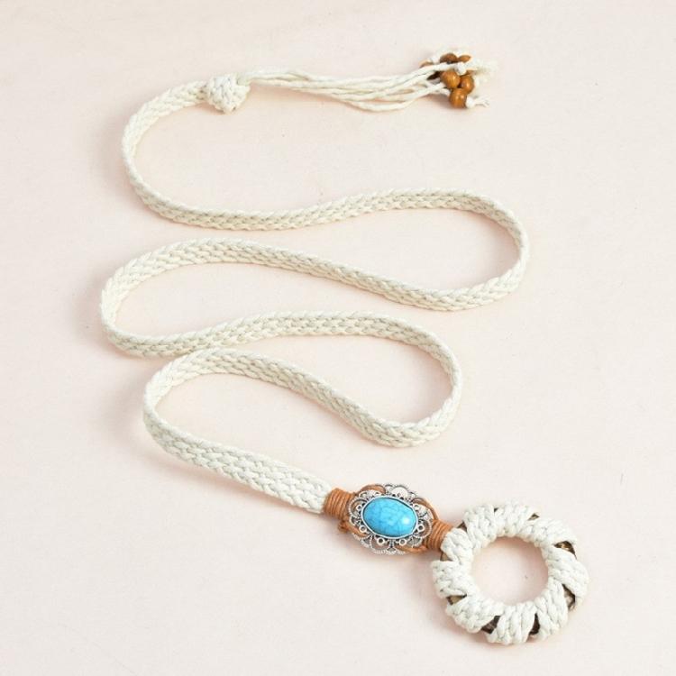 Braided Women Waist Belt Wide Bohemian Handmade Belts Beads Decors Waist Belt