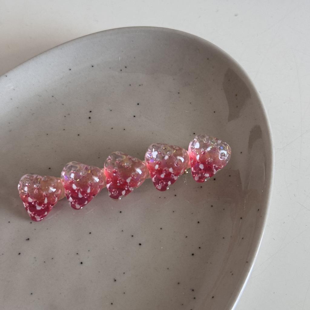 Fermaglio per Capelli Fragola Carino Colore Gelatina Ragazze Lolita Frangia Pinzetta a Bec de Canard Ragazze Dolci Clip Laterale per Capelli Accessori per Acconciature Estive
