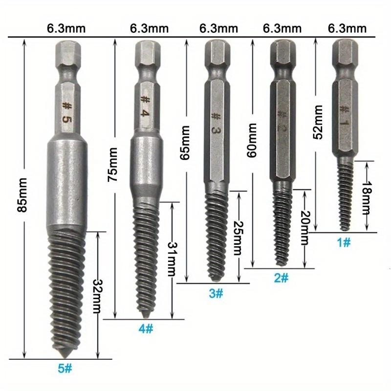 11pcs Hexagonal Handle Broken Head Screw Extractor 60mm Black Quick Release Electric Hexagonal Broken Thread Removal Tool Set