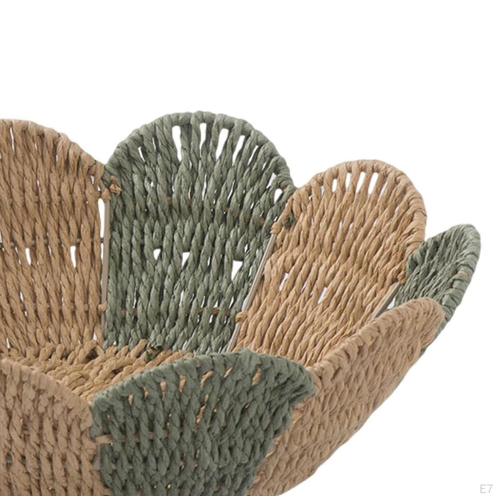 Paper Rope Woven Basket Desktop Organizer Kitchen Counter Lightweight Handwoven Storage for