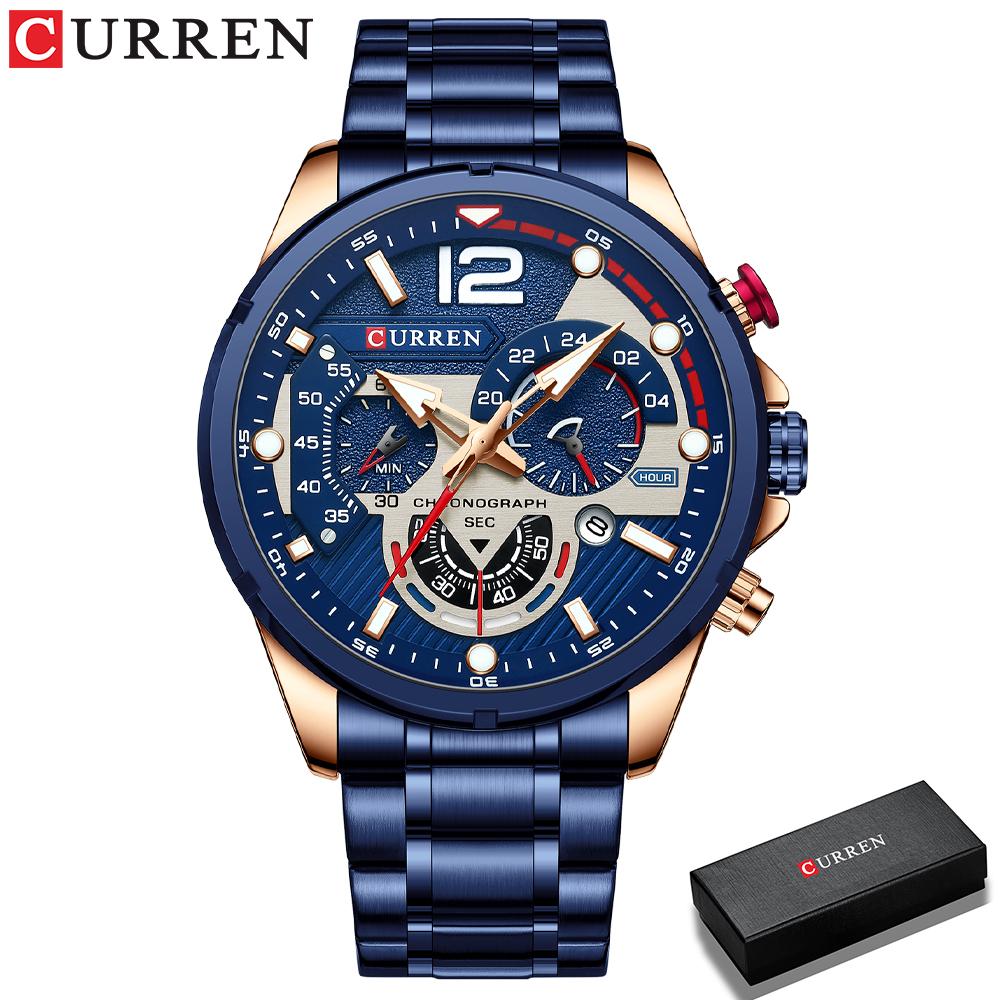 CURREN Men's Fashion Watch Top Luxury Quartz Watch Casual Slim Waterproof Luminous Sports Date Watch Men's Relogio Masculino