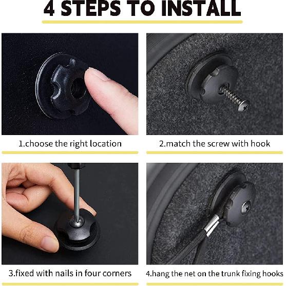 [4 Pack] Cargo Storage Net, 13.8X9.8'' DEDC Cargo Net Pocket, Universal Accessories Elastic Automotive Small Cargo Net Storage Mesh Pocket With 16