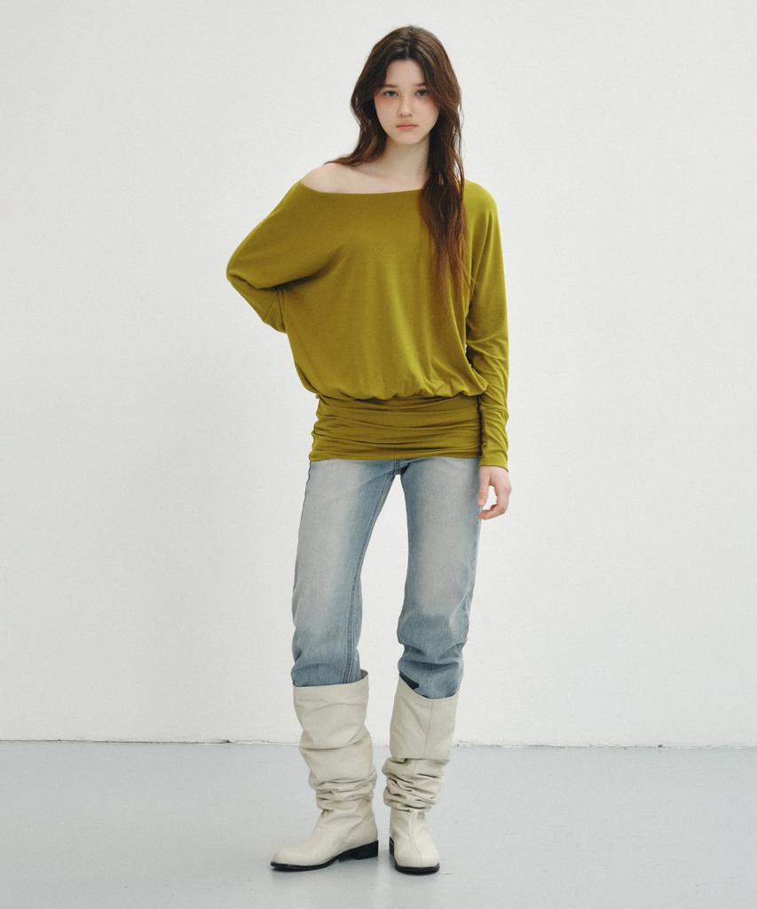 CITTA Soft Touch Off-Shoulder Relax Tee_Ctt3005(Olive)