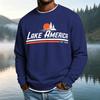Men's Casual Loose Fit Neck Long Sleeve Shirt with Letter Graphic Print