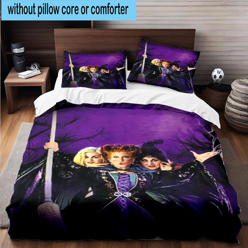 3PCS Hocus witch Halloween Magic 3pcs Bedding,Including 3PCS Duvet Cover And 2pcs Pillowcases Perfect for Christmas,Ideal for Bedroom, Dormitory