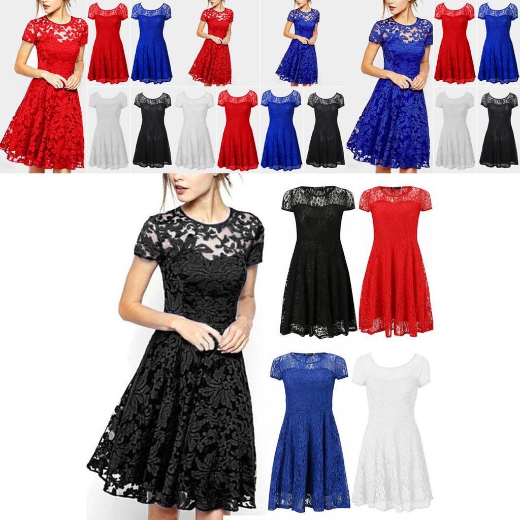 Elegant Women's Lace Floral Prom Swing Dress For Stylish Bridesmaid Celebrations