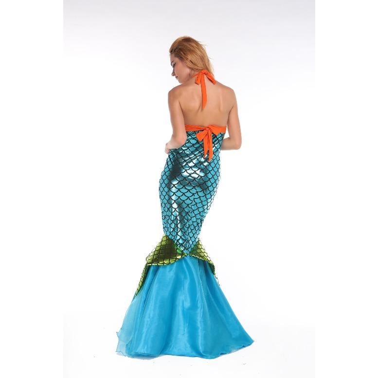 Orange Sequined Mermaid Princess Costume, Miss Halloween Mermaid Cosplay, Performance Uniform