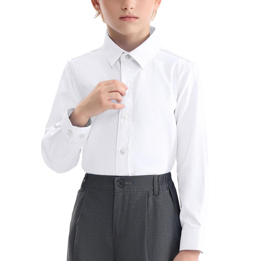 LOLANTA Langarm-Schulhemd für Kinder, Formell, Einfarbig, für Jungen, Perfekt für Einschulungsfeiern, Abschlussfeiern, Hochzeiten, Aufführungen, Shichi-Go-San