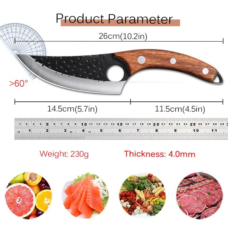 2PCS Knives Set Hand Forged Multipurpose Fruit Knife Stainless Steel Meat Cleaver Vegetable Knife Sharp Butcher Boning Knife