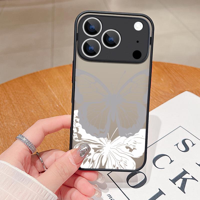 Simple Butterfly Print Case For iPhone 17 Air 16e 16 15 14 Pro Max 13 15 Pro 17 Pro 17 Shockproof Soft Edge Hard PC Matte Phone Cover