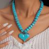 Choker Acrylic Love Heart Necklace Round Bead Sweater Chain Women Clavicle Necklace  Ladies Gift