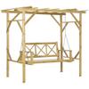 Swing Bench with Pergola, for 2 People, Height-adjustable, Solid Wood Frame, 2.21 X 1.40 X 1.96 M