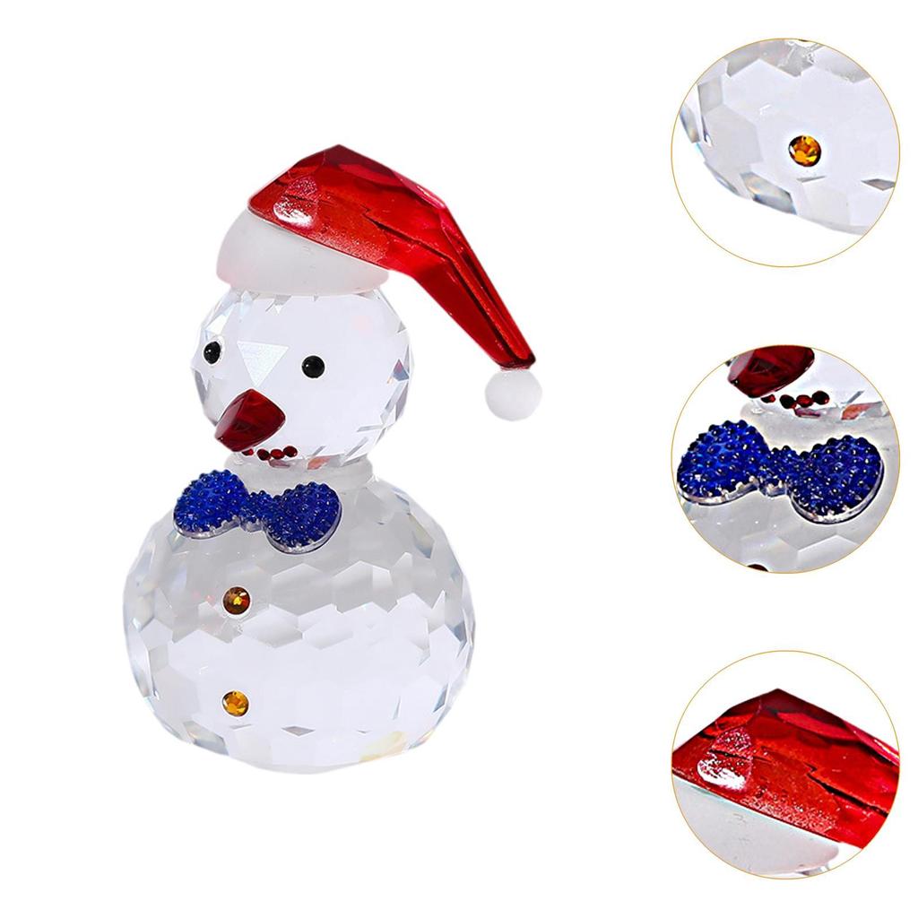 Snowman Figurine, Christmas Desktop Ornaments with Hat for Home, Christmas, Office, Bar Decor