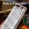 White Retro Futurism Theme Keycap Set PBT Custom Personalized Keyboard Cap Cherry Profile Gaming KeyCap for Mechanical Keyboard
