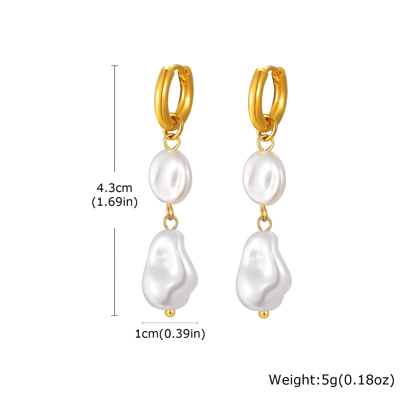 

Accessories, Fashion Stainless Steel Size Steel Ball Pearl Gold Earrings Ladies Jewelry 887