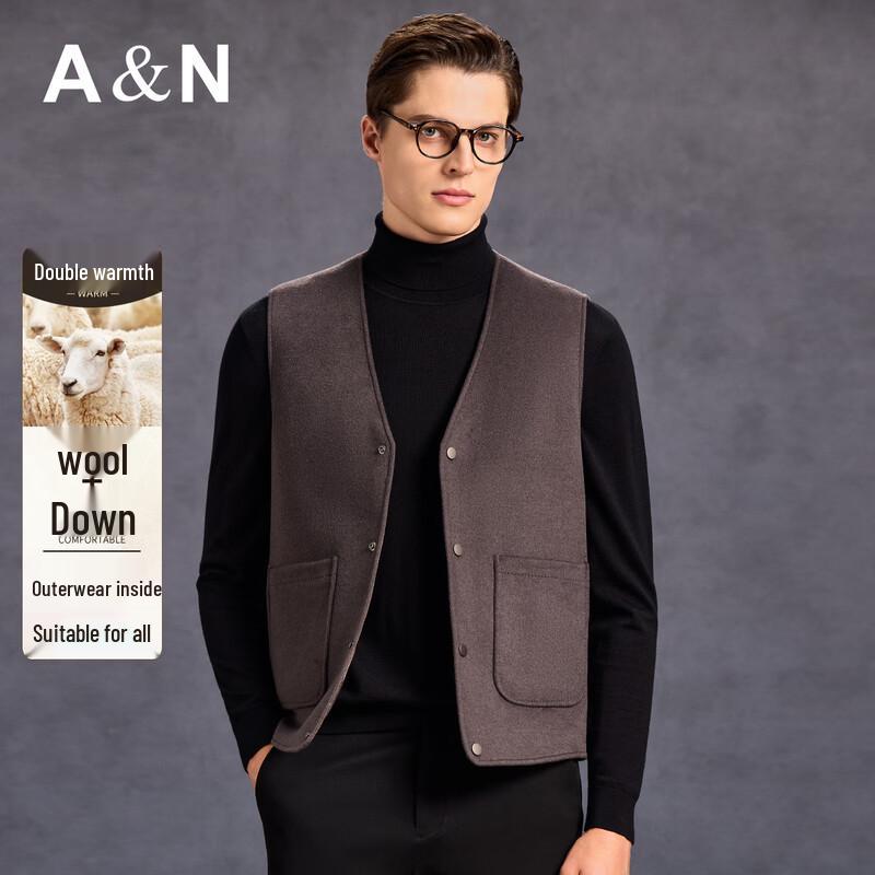 Antonio Men's Wool Blend V-Neck Down Puffer Vest