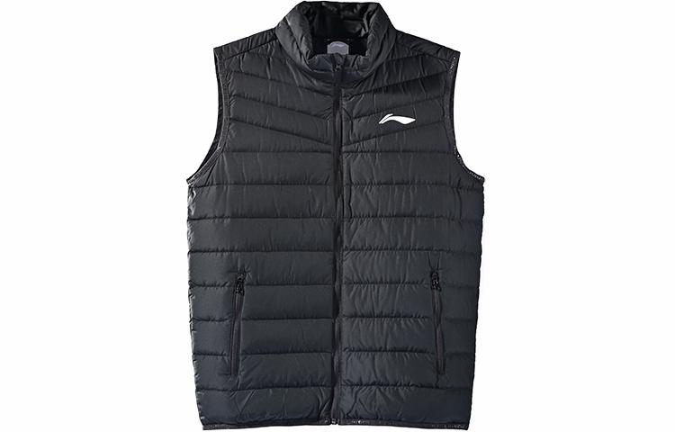 Li Ning Down Vests Men s Black Stand Collar Thin Workwear AYMR205-3 L