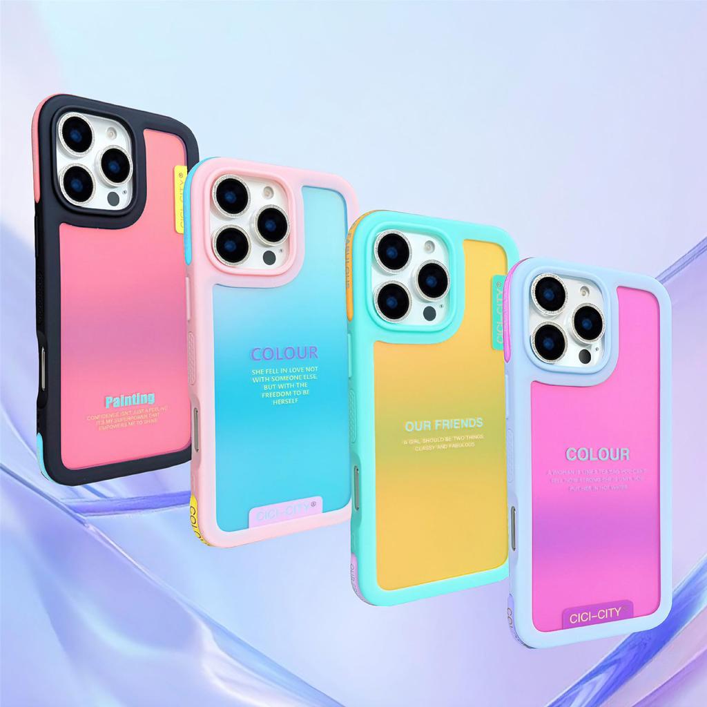 Dopamin-Farbe Magnetische Anti-Kollisions-Handyhülle für iPhone 16/15 Pro Max