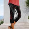 Women Plus Size Capri Length Leggings Abstract Pink Purple Gradient Sunset Print High Waist Stretchy Yoga Pants For Casual Workout Daily Wear