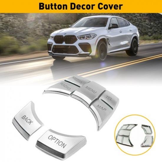 

Car Chrome Multi iDrive Media Button Decor Trim Cover For 1 BMW 3 4 5 6 X5 X6 EV