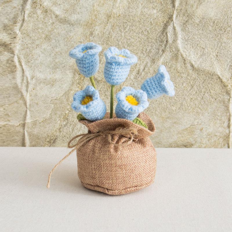 2025 Knitted Flowers Potted Cute Crochet Flowers Knitting Flower Wedding Guest Gift Crochet Rose Sunflower Table Decor