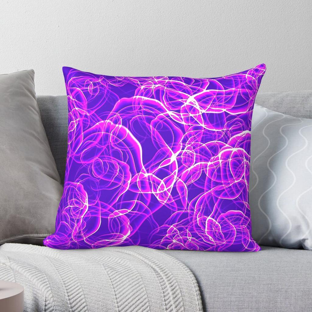 Purple Pink Abstract Paint Square Pillowcase Polyester Linen Velvet Pattern Zip Decorative Bed Cushion Cover 18"