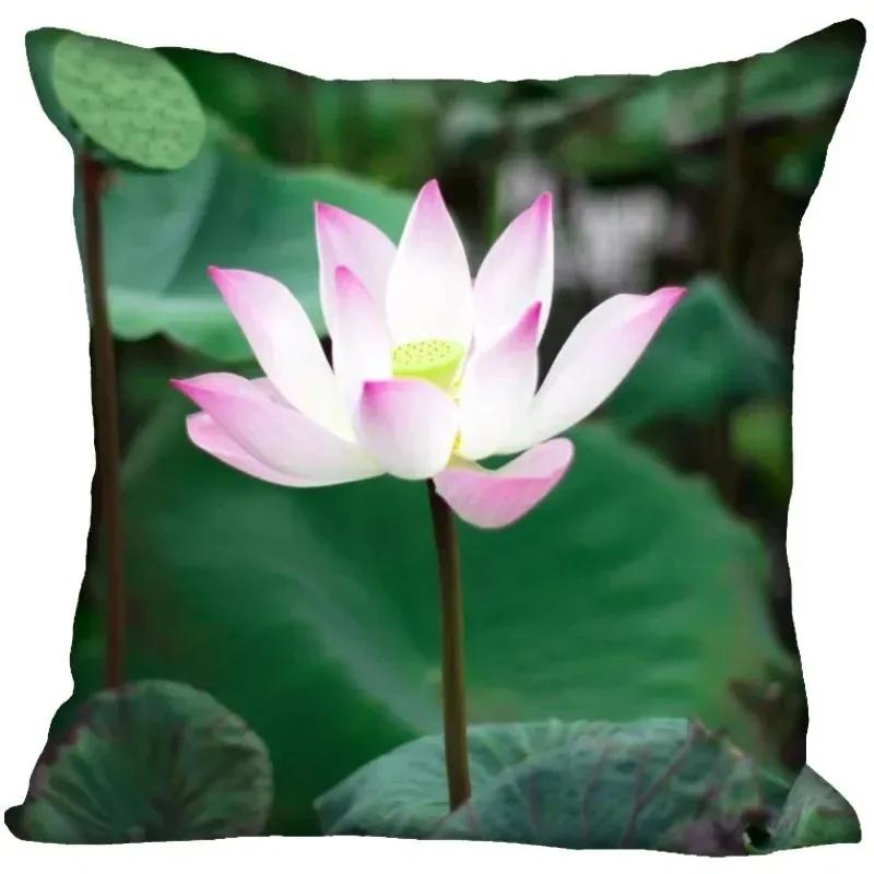 Luxury Home Decor Pillowcase Lotus Painting Art Pillowcase Living Room Sofa Cushion Cover