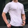 Spring Summer Men's Small Plaid T-shirt Solid Round Neck Short Sleeve Man Top