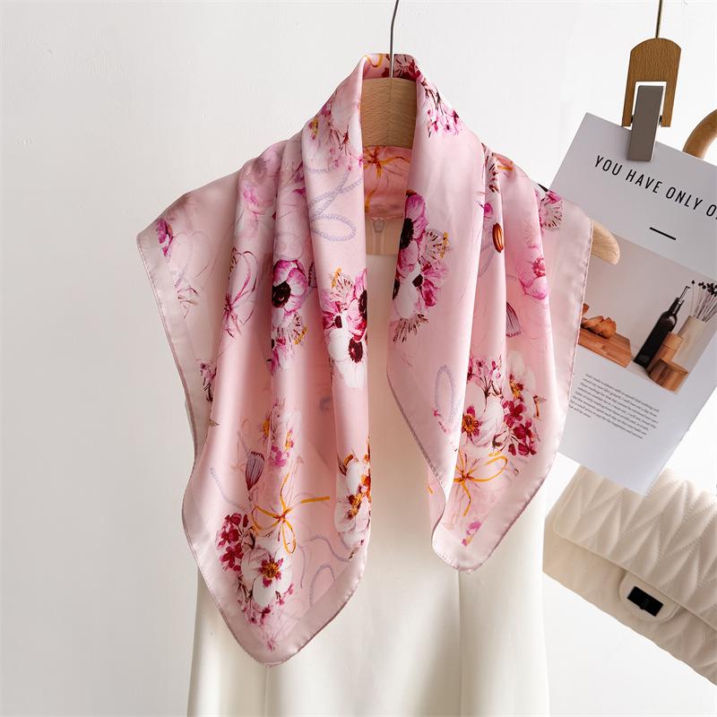 Luxury Print Small Square Scarf Simulated Silk Thin Neck Scarf Fashion Sunscreen Headscarf Women 70x70cm Neckerchief Headband