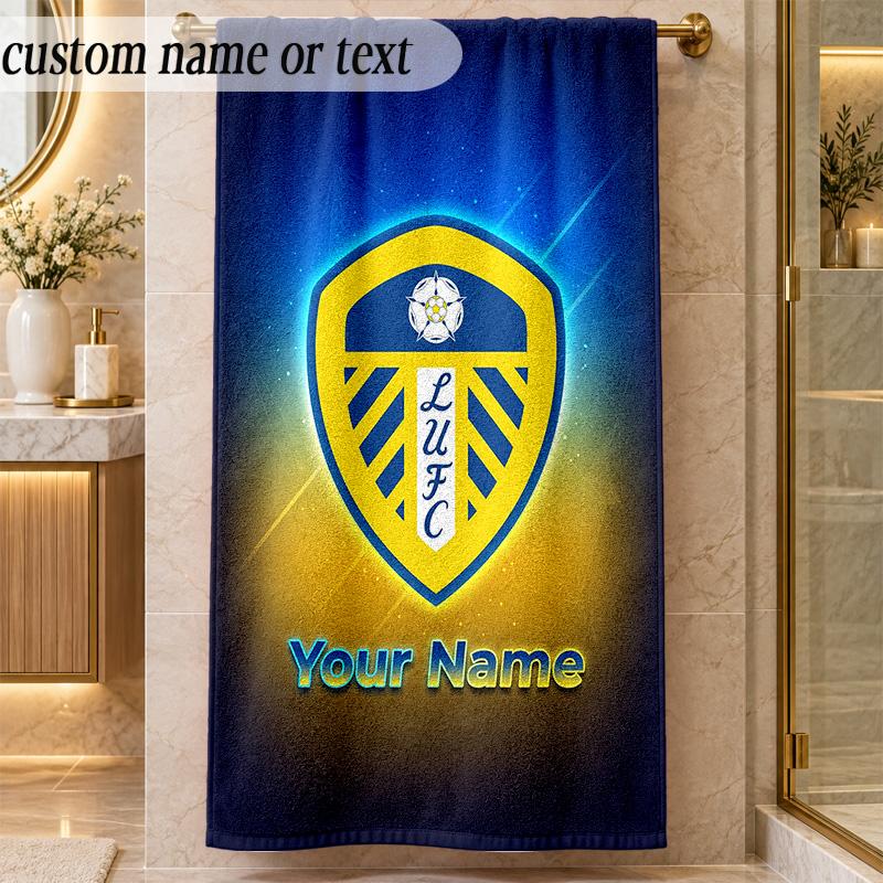 Beach TowelLeeds United Custom Name Text Personalized Soft Towel for Beach Pool Indoor Home Decor Gift