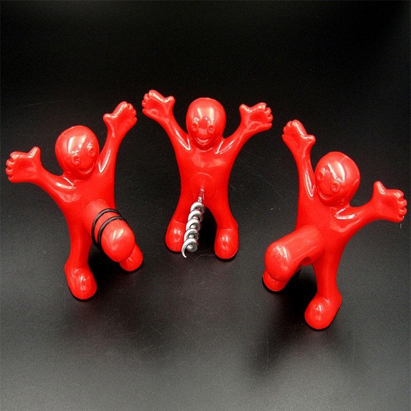 Kitchen Bar Red Fun Happy Man Wine Beer Soda Bottle Novelty Opener Stopper